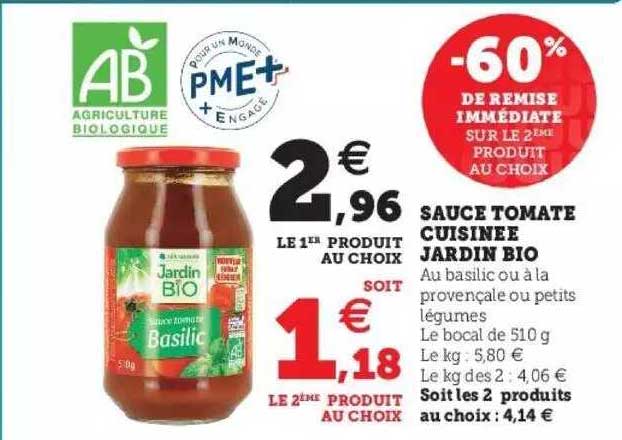 Sauce Tomate Cuisinée Jardin Bio