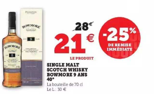 single malt scotch whisky bowmore 9 ans 40°