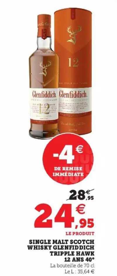 single malt scotch whisky glenfiddich tripple hawk 12 ans 40°