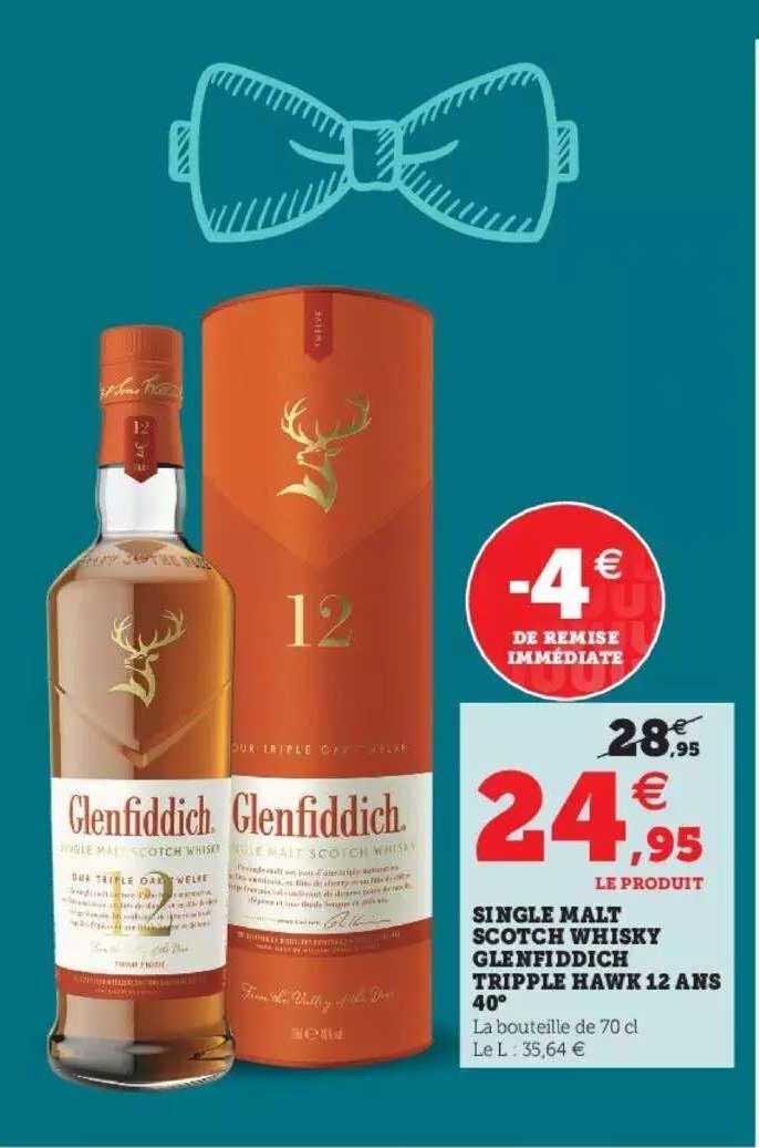 single malt scotch whisky glenfiddich tripple hawk 12 ans 40°