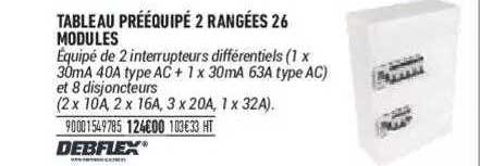 tableau prééquipé 2 rangées 26 modules