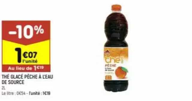 thé glacé pêche à l'eau de source