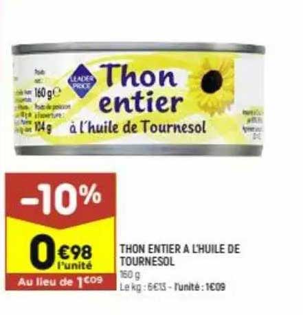 Thon Entier à L'huile De Tournesol