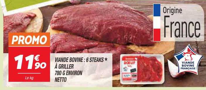 Viande Bovine 6 Steaks* à Griller