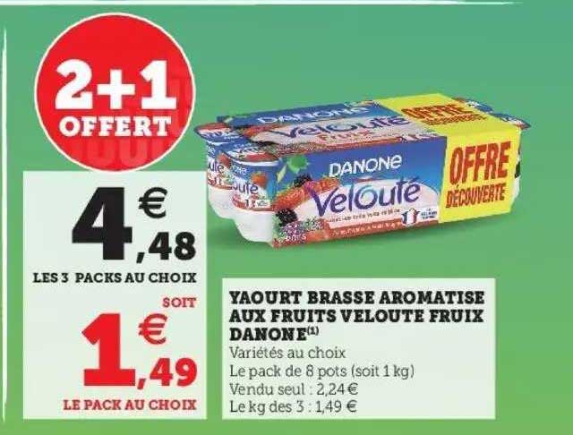 Yaourt Brassé Aromatisé Aux Fruits Velouté Fruix Danone