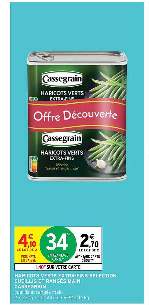 haricots verts extra-fins sélection cueillis et rangés main cassegrain