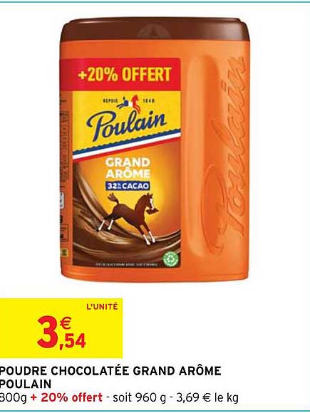 poudre chocolatée grand arôme poulain