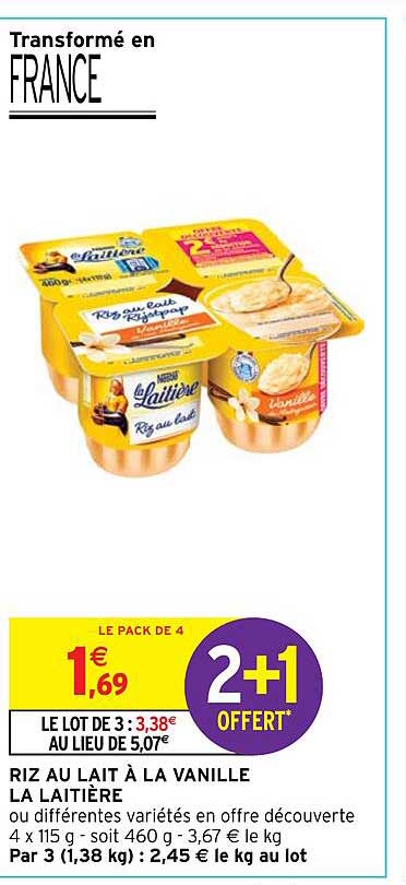 Riz Au Lait à La Vanille La Laitière
