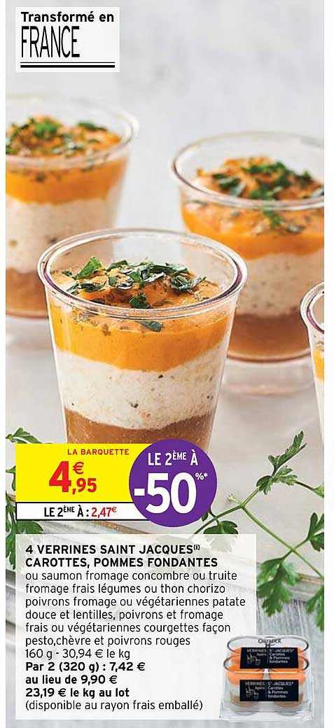 4 verrines saint jacques carottes, pommes fondantes