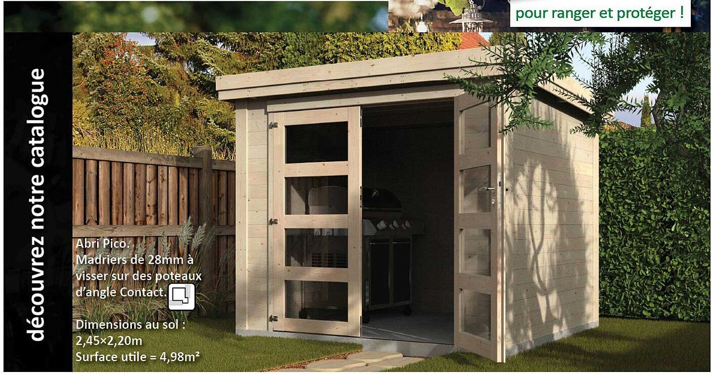 abri pico madriers de 28mm à visser sur des poteaux d'angle contact