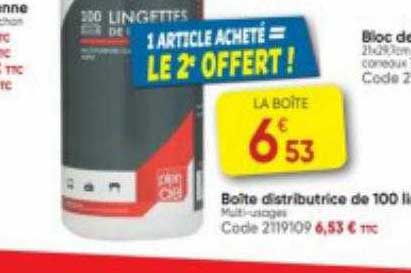 boîte distributrice de 100 lingettes