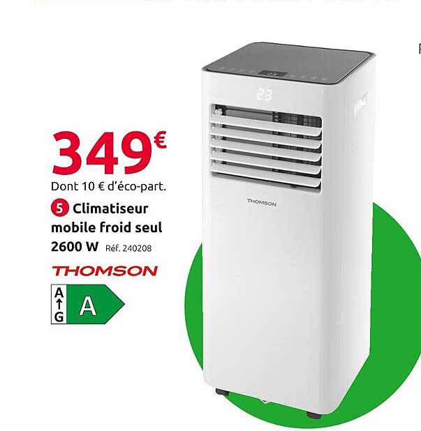 climatiseur mobile froid seul 2600w thomson