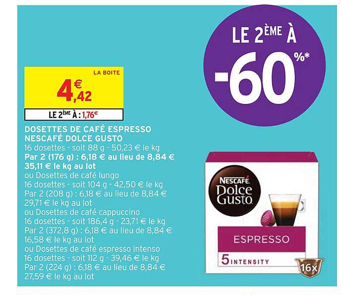 Dosettes De Café Espresso Nescafé Dolce Gusto