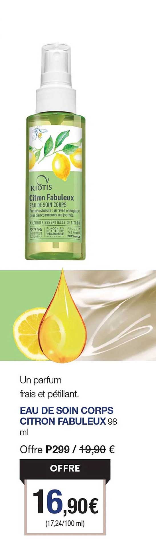eau de soin corps citron fabuleux kiotis