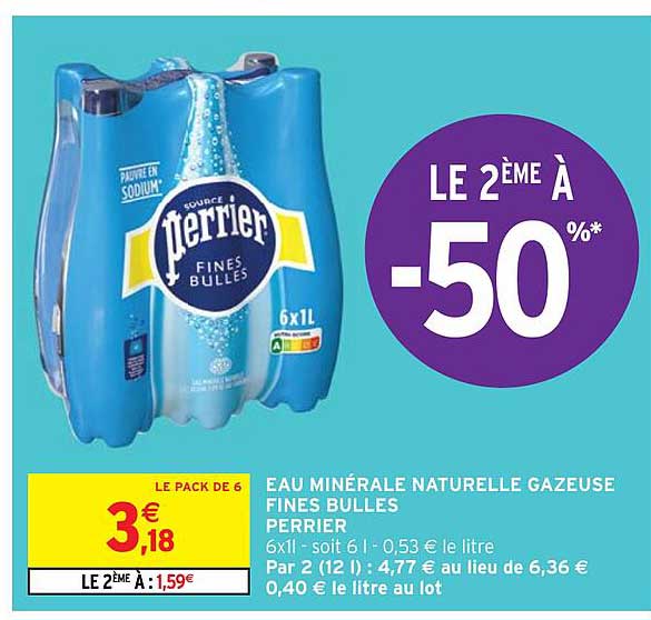 Eau Minérale Naturelle Gazeuse Fines Bulles Perrier