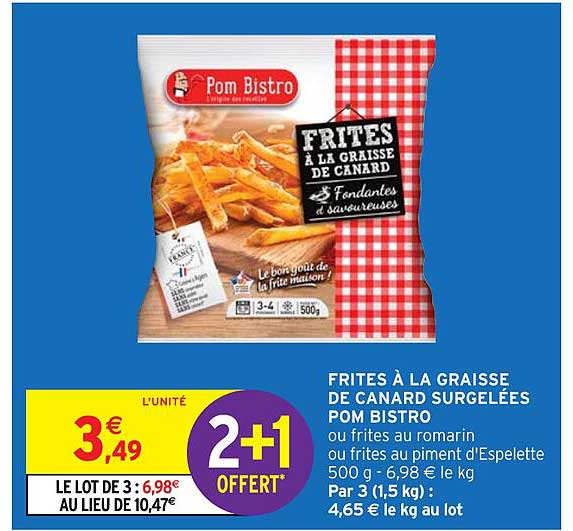 Frites à La Graisse De Canard Surgelées Pom Bistro