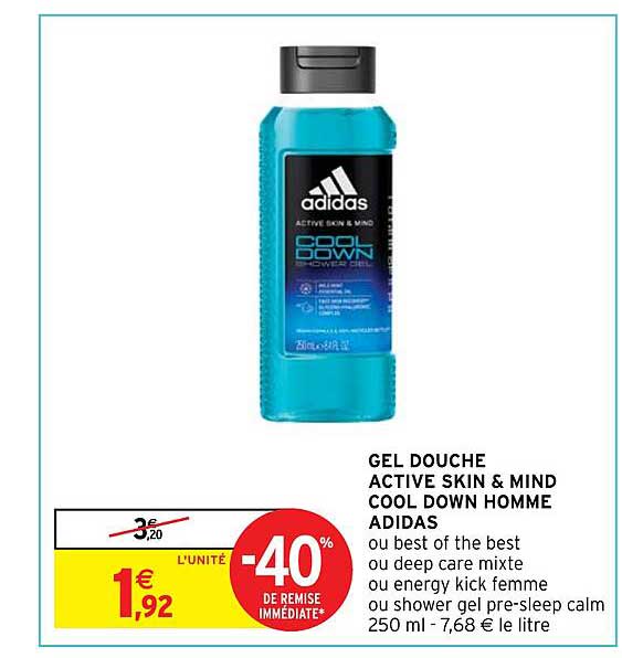 gel douche active skin & mind cool down homme adidas