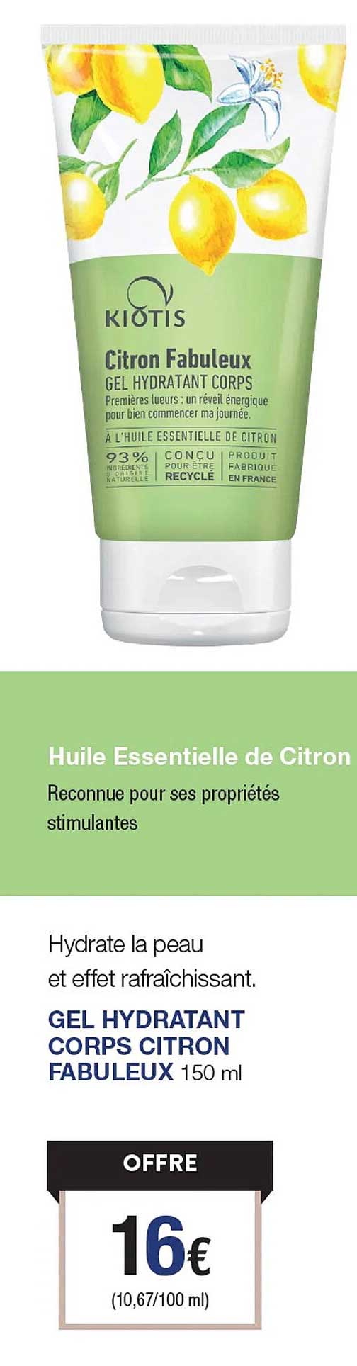gel hydratant corps citron fabuleux kiotis