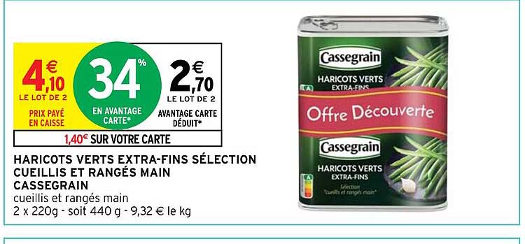 haricots verts extra-fins sélection cueillis et rangés main cassegrain