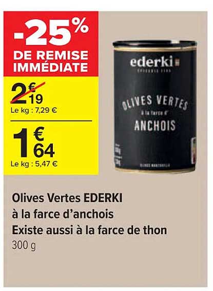 olives vertes ederki à la farce d'anchois existe aussi à la farce de thon