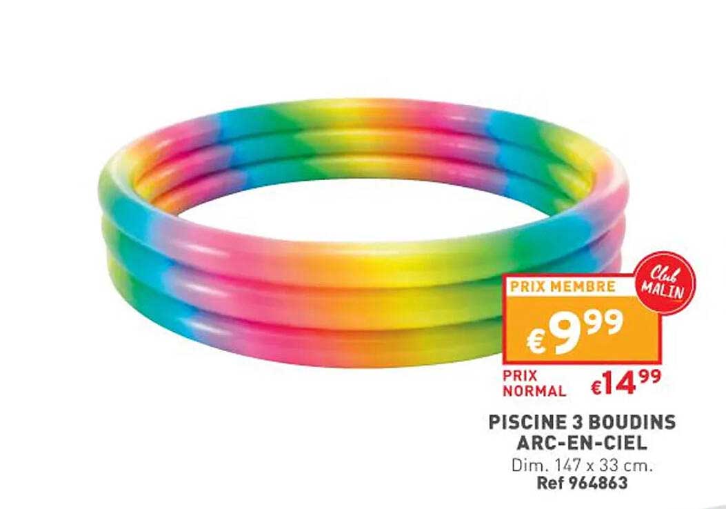 piscine 3 boudins arc-en-ciel