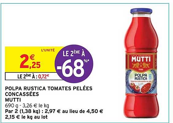 polpa rustica tomates pelées concassées mutti