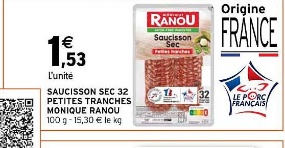 saucisson sec 32 petites tranches monique ranou