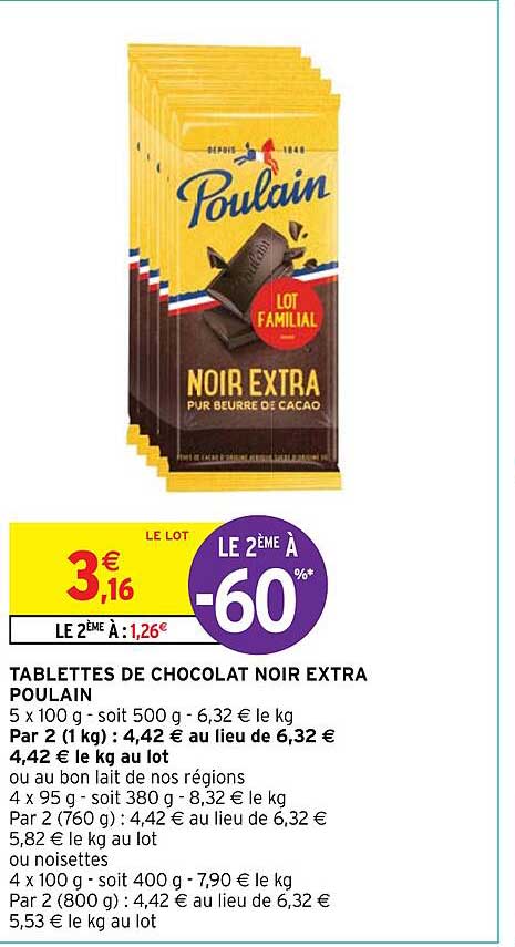 Tablettes De Chocolat Noir Extra Poulain