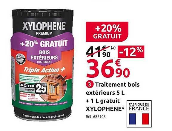 traitement bois extérieurs 5l + 1l gratuit xylophène