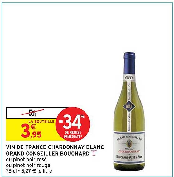vin de france chardonnay blanc grand conseiller bouchard