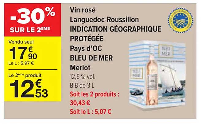 vin rosé languedoc-roussillon indication géographique protégée pays d'oc bleu de mer merlot