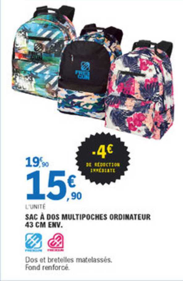 sac à dos multipoches ordinateur 43 cm env.