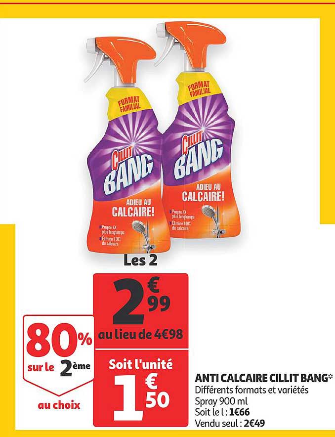 anti calcaire cillit bang 80% sur le 2ème au choix