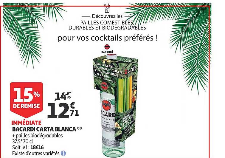 bacardi carta blanca 15% de remise immédiate