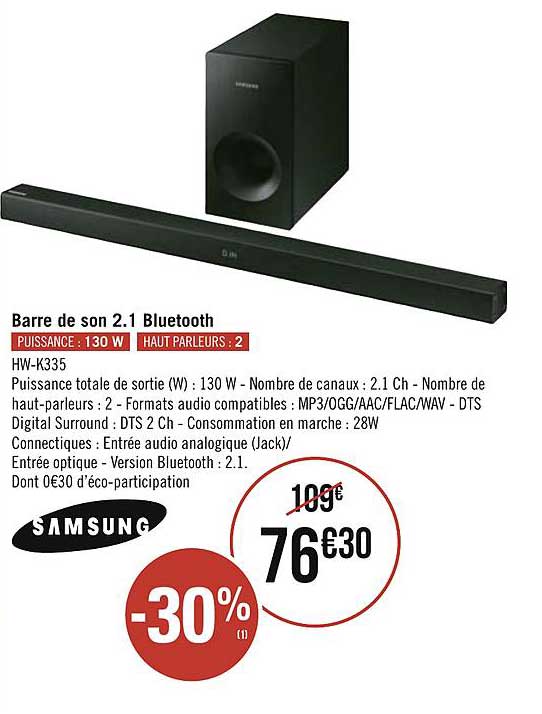 Barre De Son 2.1 Bluetooth Samsung
