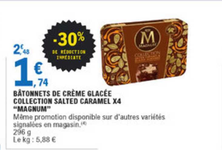 bâtonnets de crème glacée collection salted caramel x4 magnum -30% de réduction immédiate