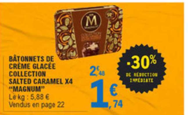 bâtonnets de crème glacée collection salted caramel x4 magnum -30% de réduction immédiate