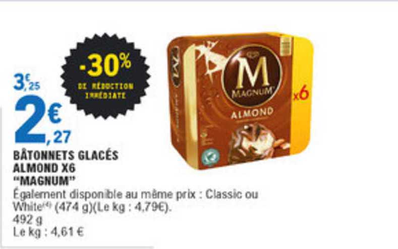 Bâtonnets Glacés Almond X6 Magnum -30% De Réduction Immédiate