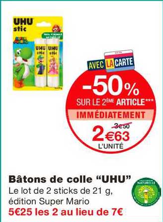 Bâtons De Colle Uhu -50% Sur Le 2ème Article