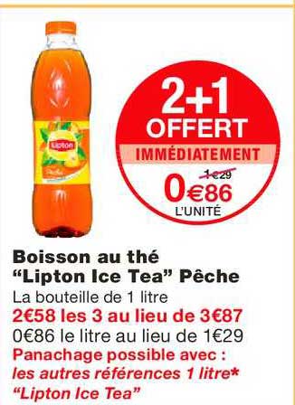Boisson Au Thé Lipton Ice Tea Pêche 2+1 Offert