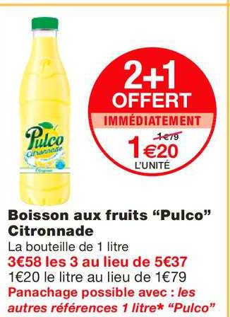 Boisson Aux Fruits Pulco Citronnade 2+1 Offert