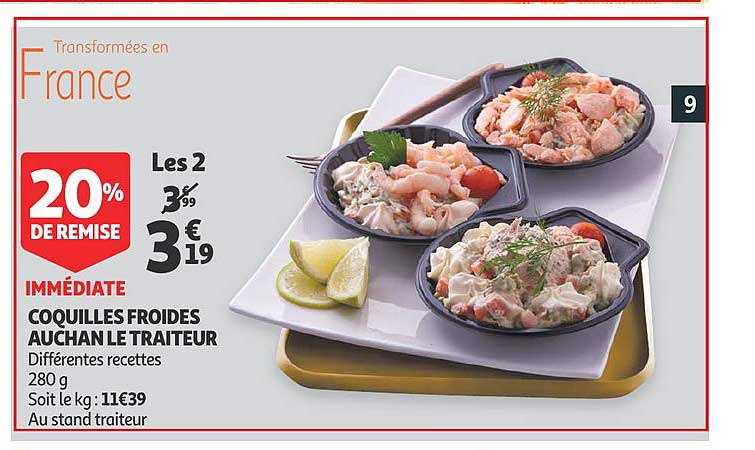 coquilles froides auchan le traiteur 20% de remise immédiate