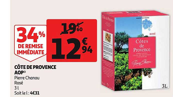 côte de provence aop pierre chanau rosé  34% de remise immédiate