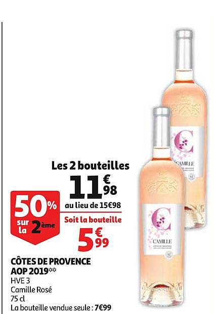 côtes de provence aop 2019 hve 3 camille rosé 50% sur le 2ème