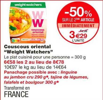 couscous oriental weight watchers -50% sur le 2ème article