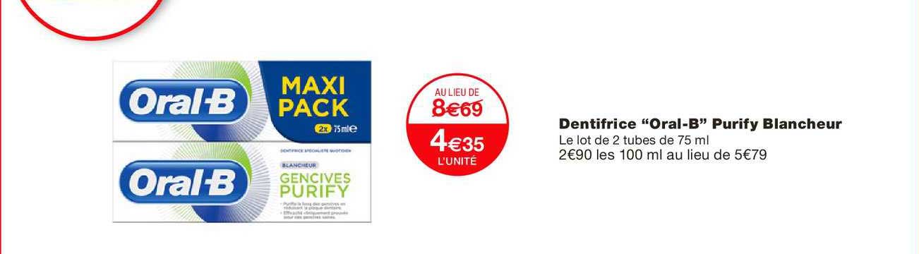 dentifrice oral b purify blancheur