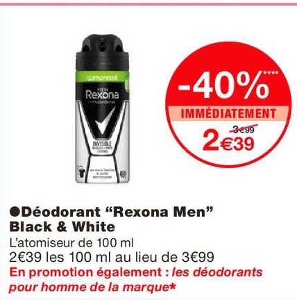 Déodorant Rexona Men Black & White