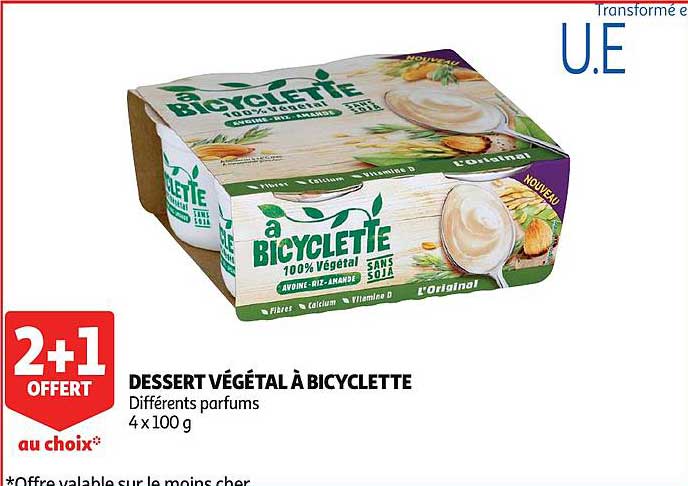 dessert végétal à bicyclette 2+1 offert au choix