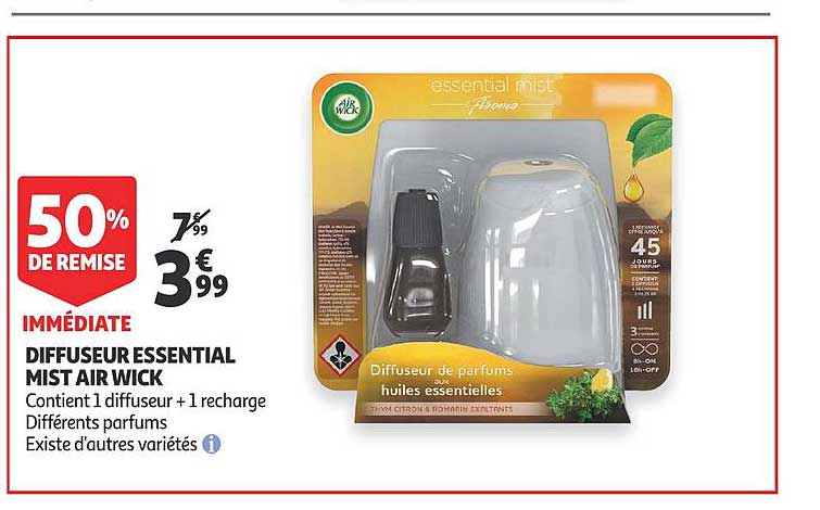 diffuseur essential mist air wick 50% de remise immédiate