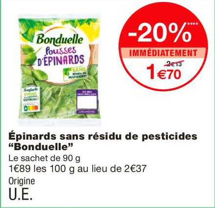 épinards sans résidu de pesticides bonduelle